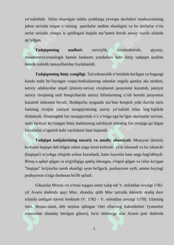 GIKSOSLARNING MISRGA KIRIB KELISHI KURS ISHI 5