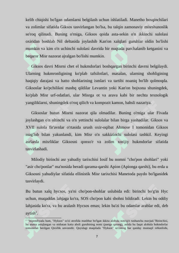 GIKSOSLARNING MISRGA KIRIB KELISHI KURS ISHI 7