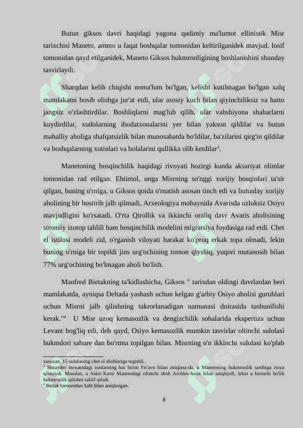 GIKSOSLARNING MISRGA KIRIB KELISHI KURS ISHI 8