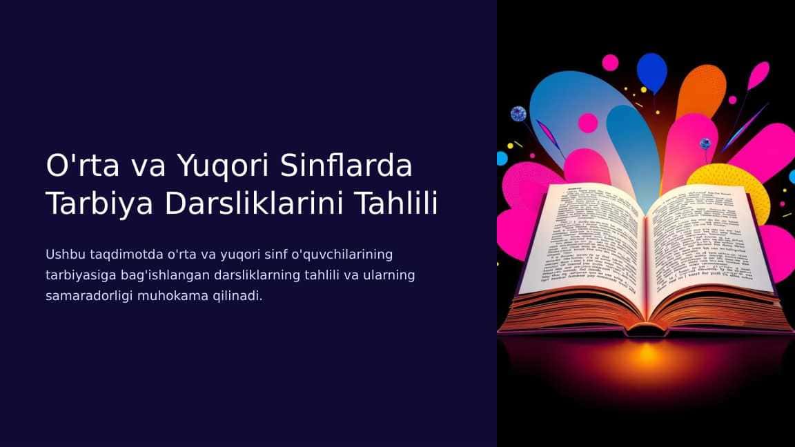 O'rta va Yuqori Sinflarda Tarbiya Darsliklarini Tahlili