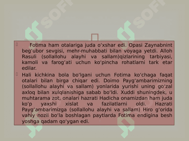 “ Payg'ambarimizning qizlari“ 6