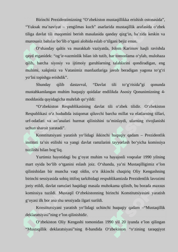 O‘zbekiston Respublikasi Konstitutsiyasining qabul qilinish tarixi (1991-2023yy.) 6