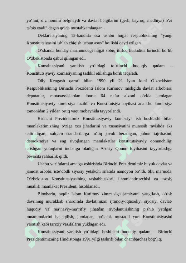 O‘zbekiston Respublikasi Konstitutsiyasining qabul qilinish tarixi (1991-2023yy.) 7