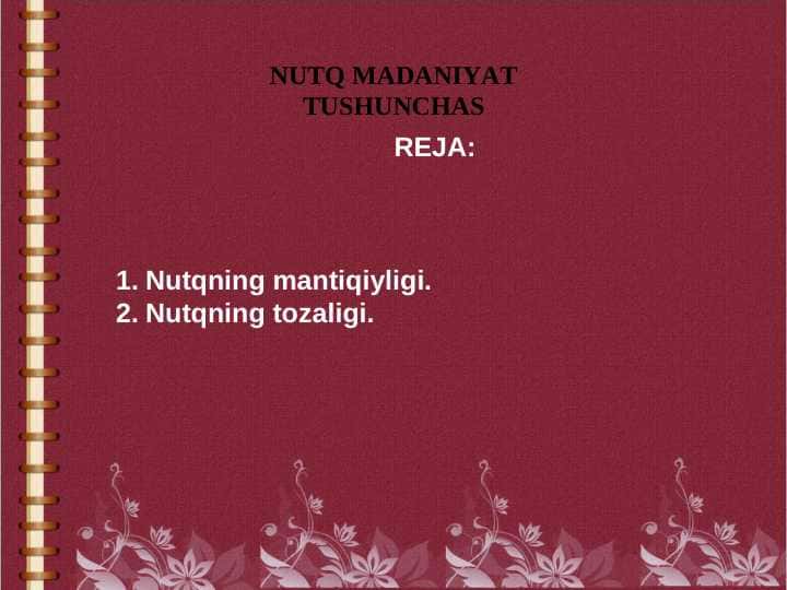 NUTQ MADANIYAT TUSHUNCHAS