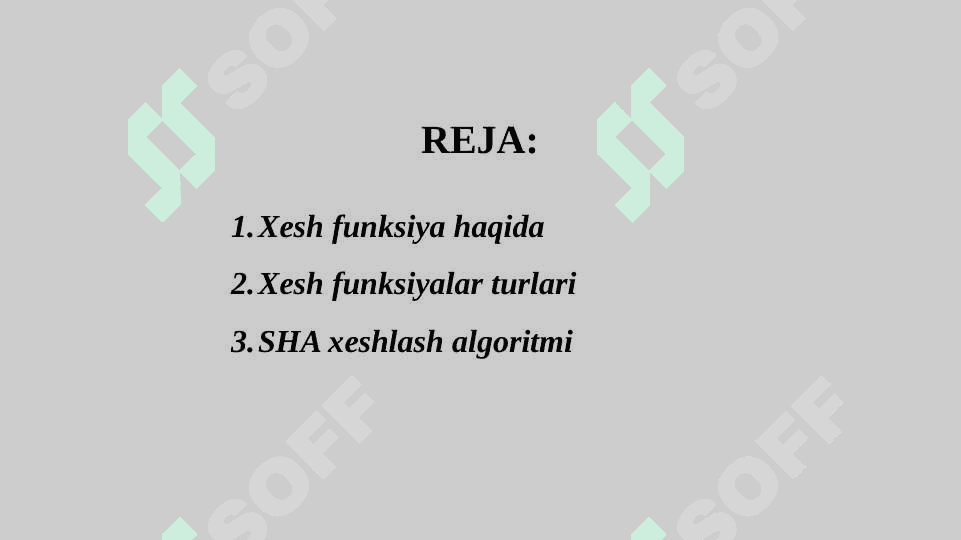 Xesh funksiyalar va ularning tahlili 2