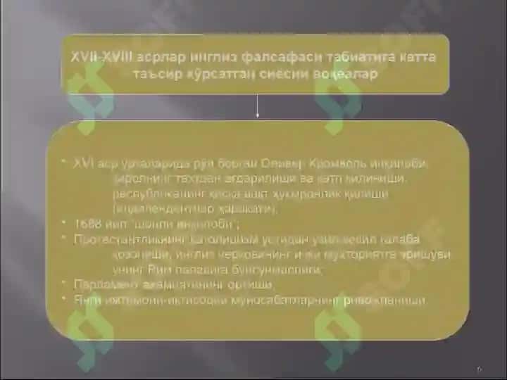 Yangi davr tarixi va falsafasi taqdimotlar to'plami 6