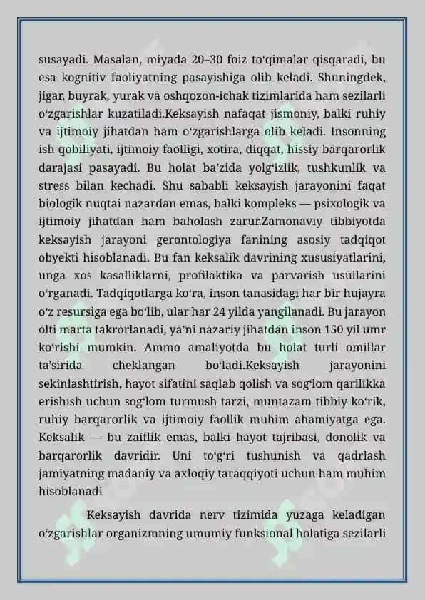 Organizmdagi Keksayish Davriga Xos O‘zgarishlar 3