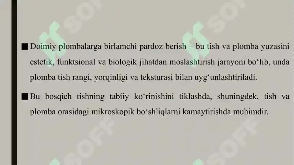Doimiy plombalarga birlamchi pardoz berish 6