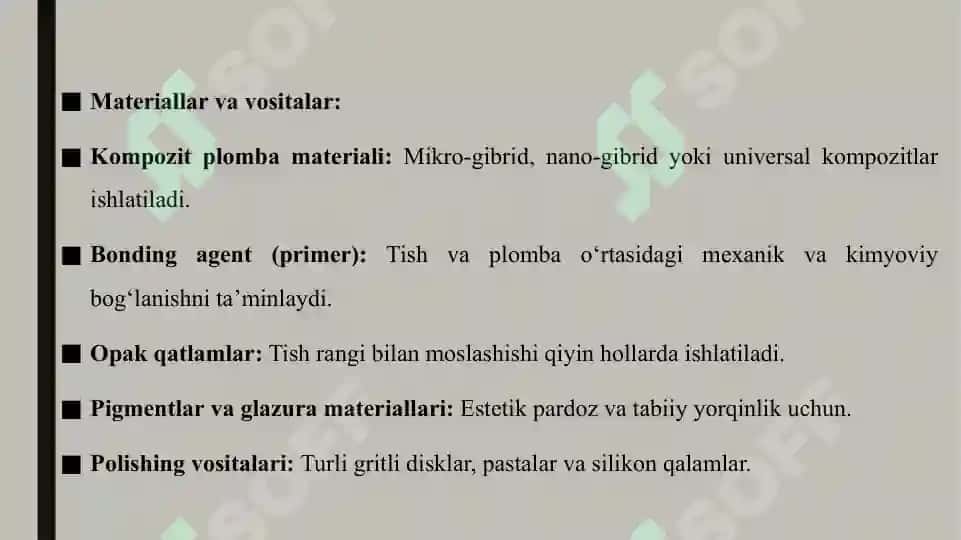 Doimiy plombalarga birlamchi pardoz berish 8