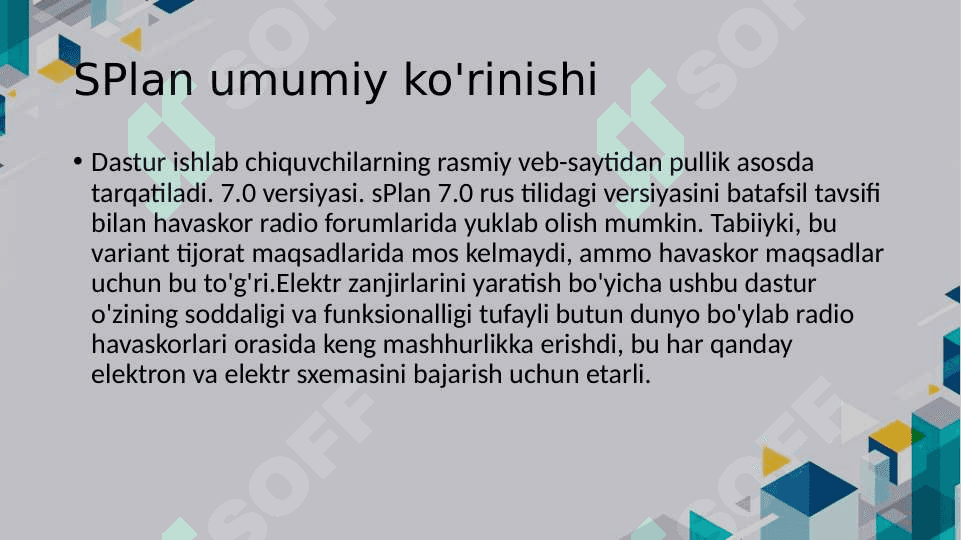 SPlan dasturida elektron chizmalar 4
