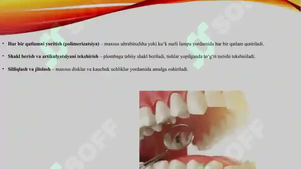 Karioz bo'shliqni kompozitsion plomba ashyosi bilan plombalash 5