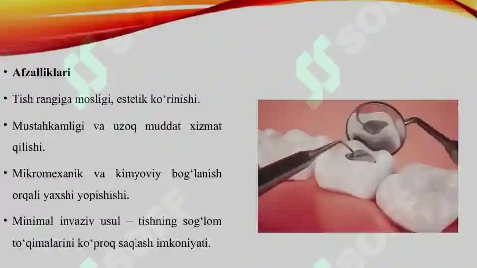 Karioz bo'shliqni kompozitsion plomba ashyosi bilan plombalash 6