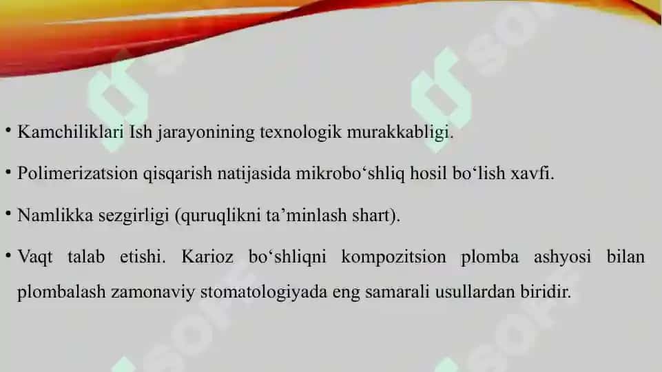 Karioz bo'shliqni kompozitsion plomba ashyosi bilan plombalash 7