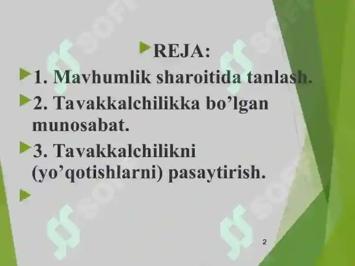 Mavhumlik va Tavakkalchilik 2