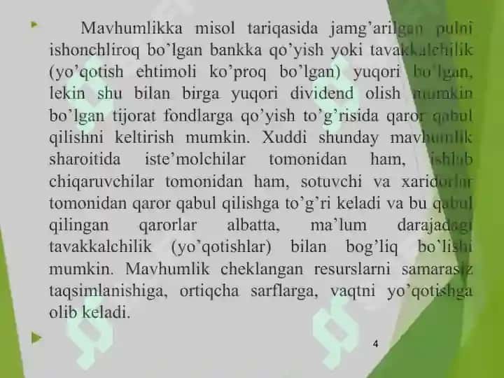 Mavhumlik va Tavakkalchilik 4
