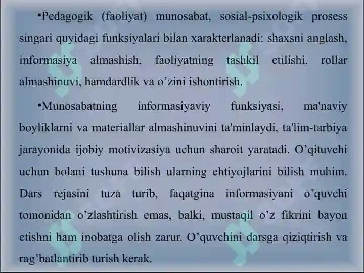HOZIRGI KUNDA O'QITUVCHI TARBIYACHILIK MAHORATINING ASOSIY MOHIYATI 8
