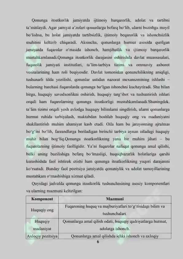 "Qonunga itoatkorlik va huquqiy tarbiya" 6