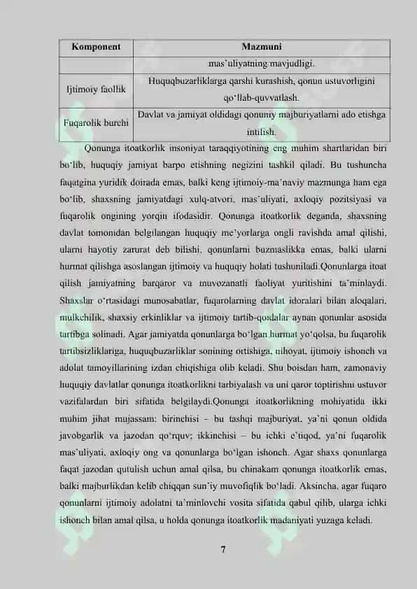 "Qonunga itoatkorlik va huquqiy tarbiya" 7
