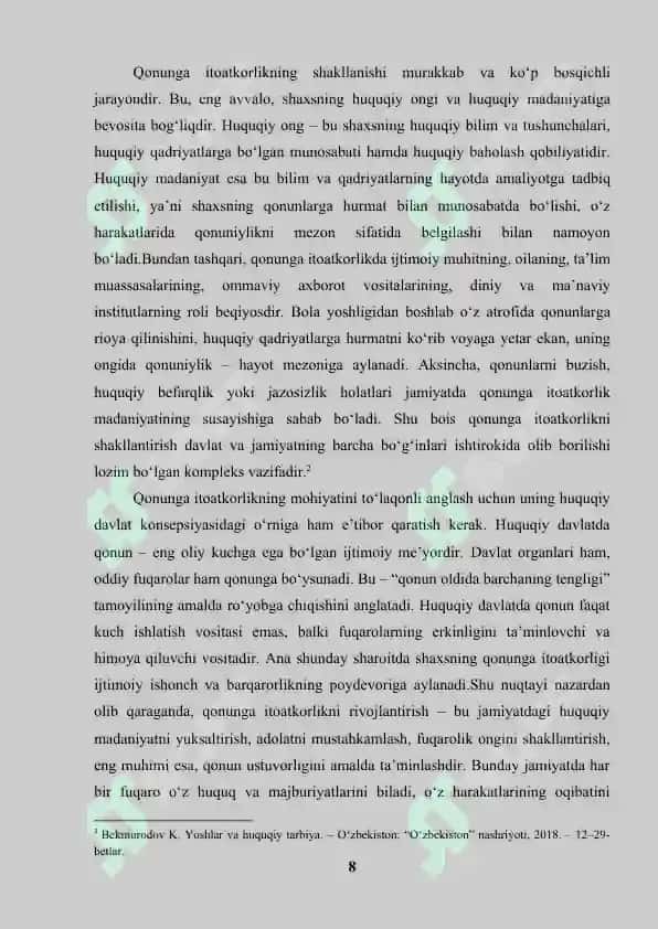 "Qonunga itoatkorlik va huquqiy tarbiya" 8