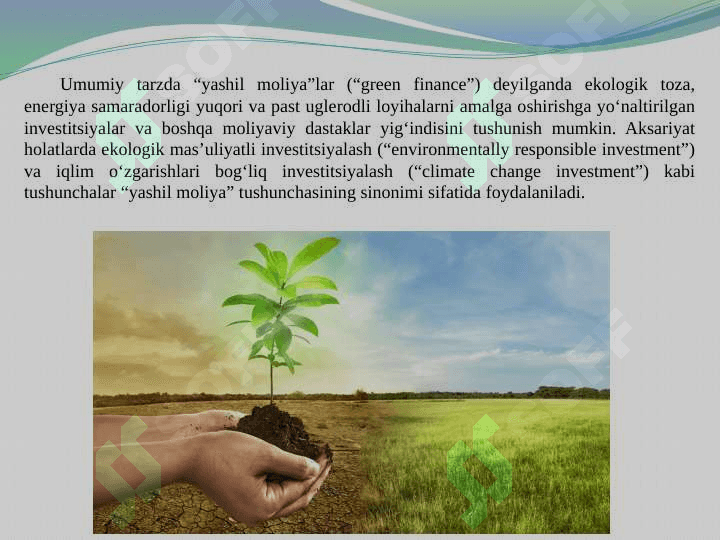 “Yashil iqtisodiyot”ga o‘tish jarayonini moliyalashtirish pptx 4