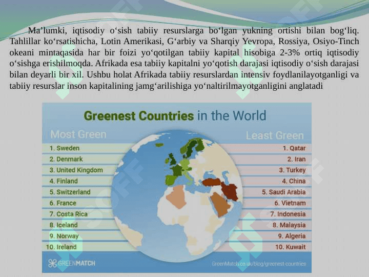 “Yashil iqtisodiyot”ni baholash amaliyoti va indikatorlari pptx 6