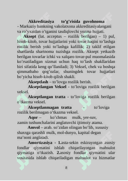 Bank boʻyicha savol va javoblar 8