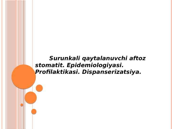 Surunkali qaytalanuvchi aftoz stomatit