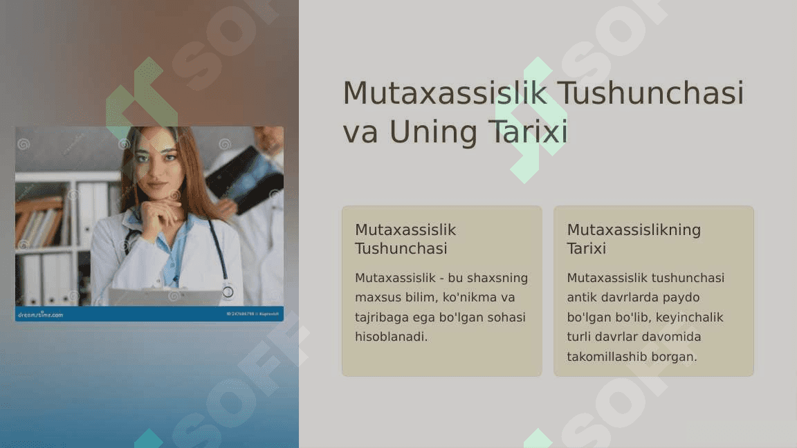 “Mutaxassislik tarixidan” mavzusini yoritish.Sohaning innovatsion yangiliklari-2 4