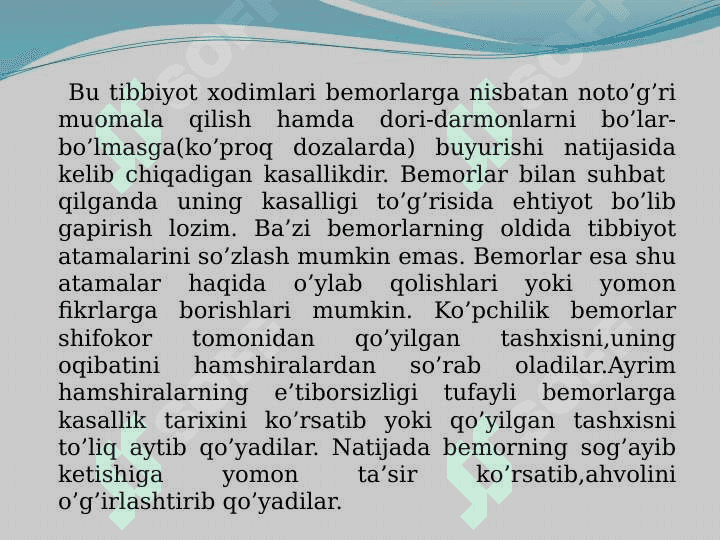 HOZIRGI ZAMON YATROGENIYA  MUAMMOLARI 4