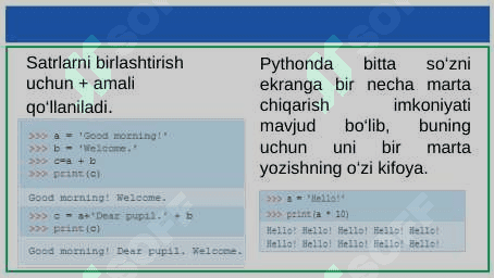 Pythonda satrlar bilan ishlash 4