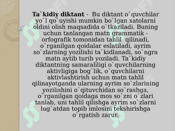 DIKTANT VA UNING TURLARI 4
