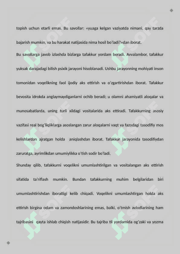 Tafakkur. Uning xususiyatlari, shakllari va turlari 2