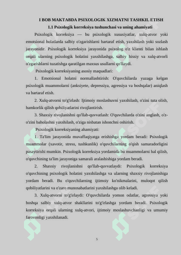 OʻQUVCHILAR BILAN PSIXOKORREKSION YOʻNALISHIDA FAOLIYAT OLIB BORISH TARTIBI 5