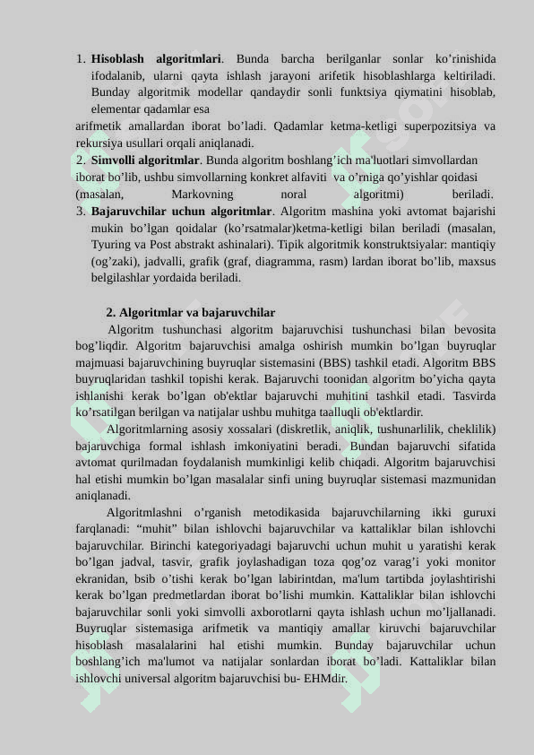 ALGORITM NIMA VA UNING TURLARI. 4