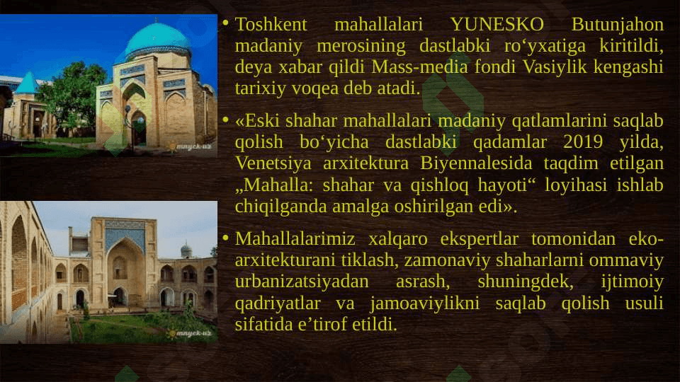 Toshkent shahri tarixiy merosi va zamonaviyligi 6