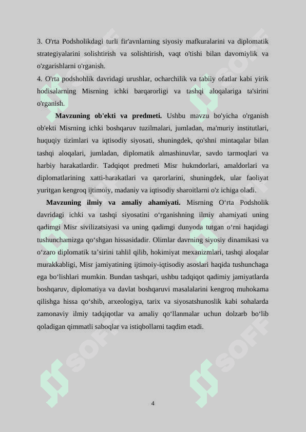 O'rta Podsholik siyosatining keyingi Misr tarixiga ta'sir 3