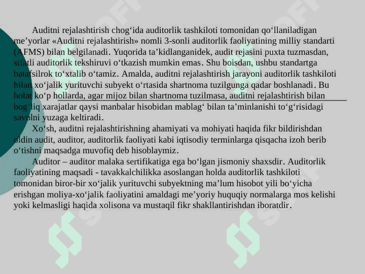 Auditorlik tekshiruvini rejalashtirish 7