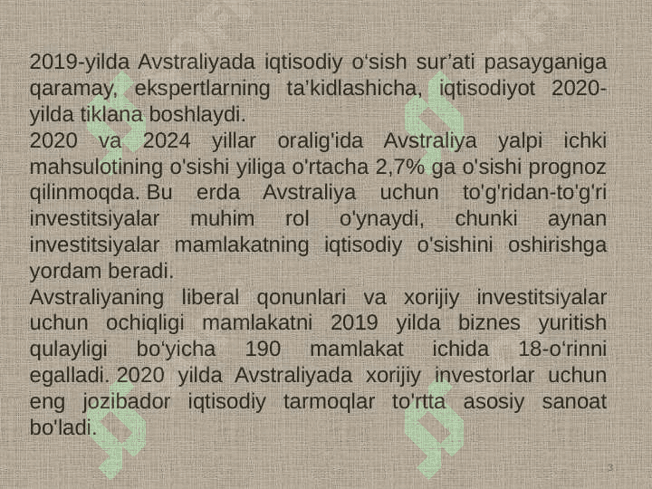 Avstraliyaning investitsiya muhitini tahlili 3