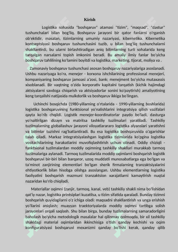 Fermada logistika boshqaruvini tashkil etish. 3
