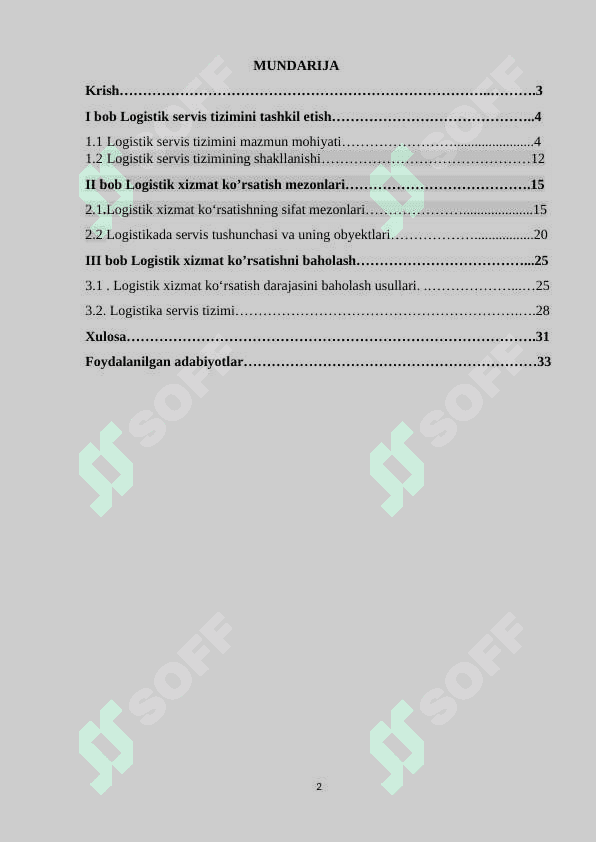 Logistika servis tizimini shakllantirish 2