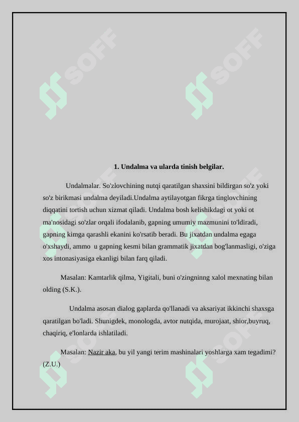 Gap bo'laklari sanalmaydigan birliklar. 2
