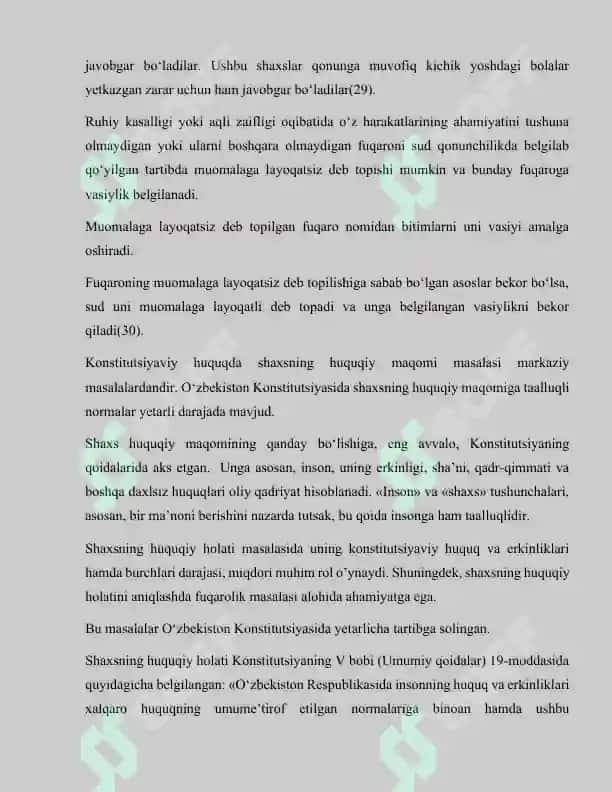 O’zbekiston Respublikasi Konstitutsiyasida insonning shaxsiy hamda siyosiy huquqlarini mustahkamlash masalalari 5