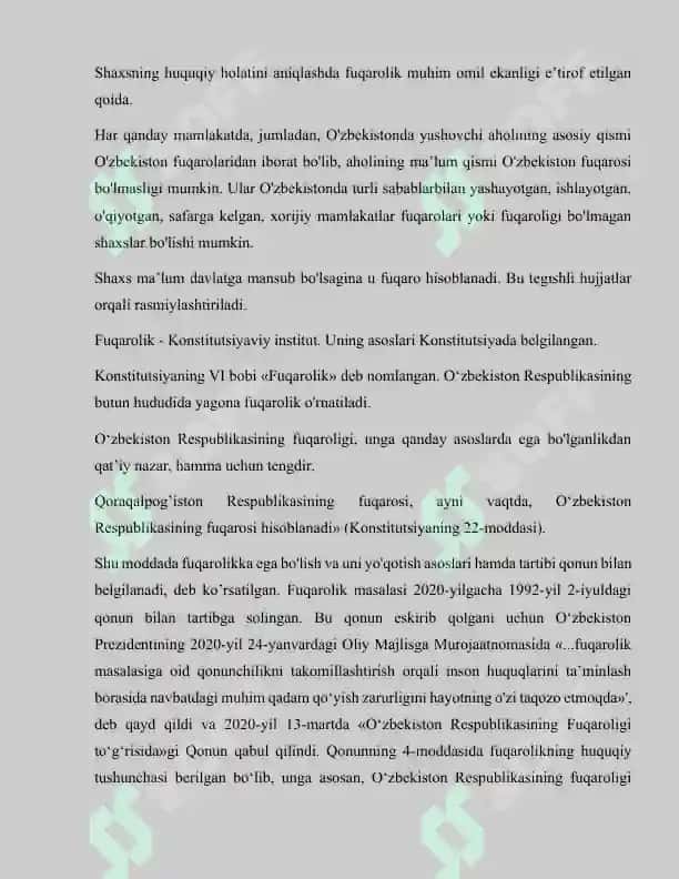 O’zbekiston Respublikasi Konstitutsiyasida insonning shaxsiy hamda siyosiy huquqlarini mustahkamlash masalalari 8