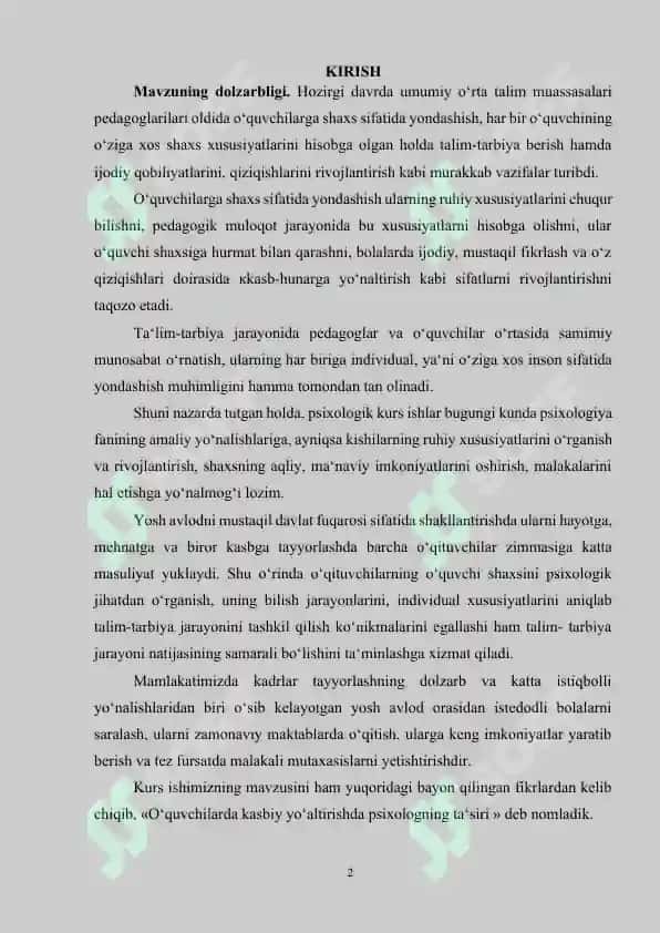 O‘QUVCHILARDA KASBIY YO‘NALTIRISHDA PSIXOLOGNING TA’SIRI 2