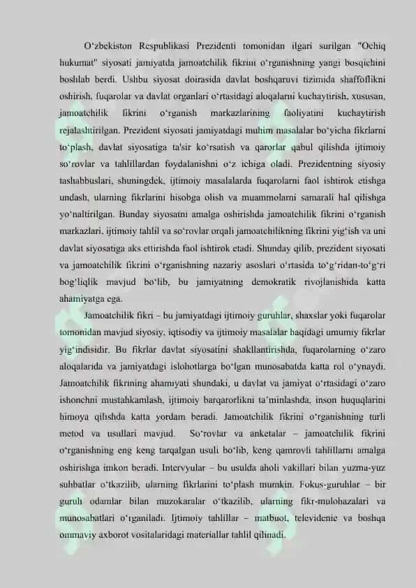 O'zbekistonda jamoatchilik fikrini o'rganish markazining faoliyati 4