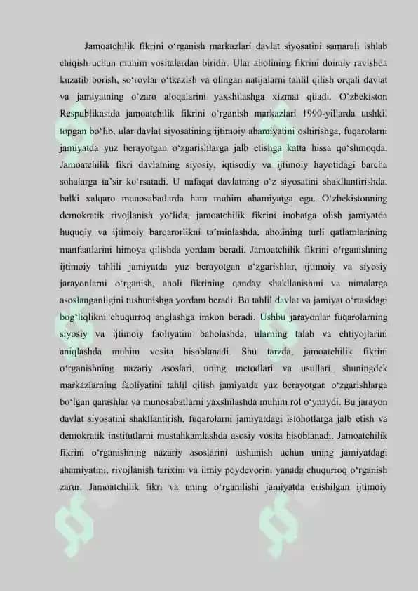 O'zbekistonda jamoatchilik fikrini o'rganish markazining faoliyati 5