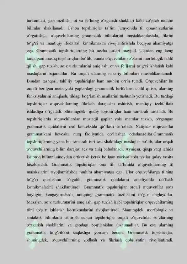 Ona tili ta'limida grammatik topshiriqlarning ahamiyati 2