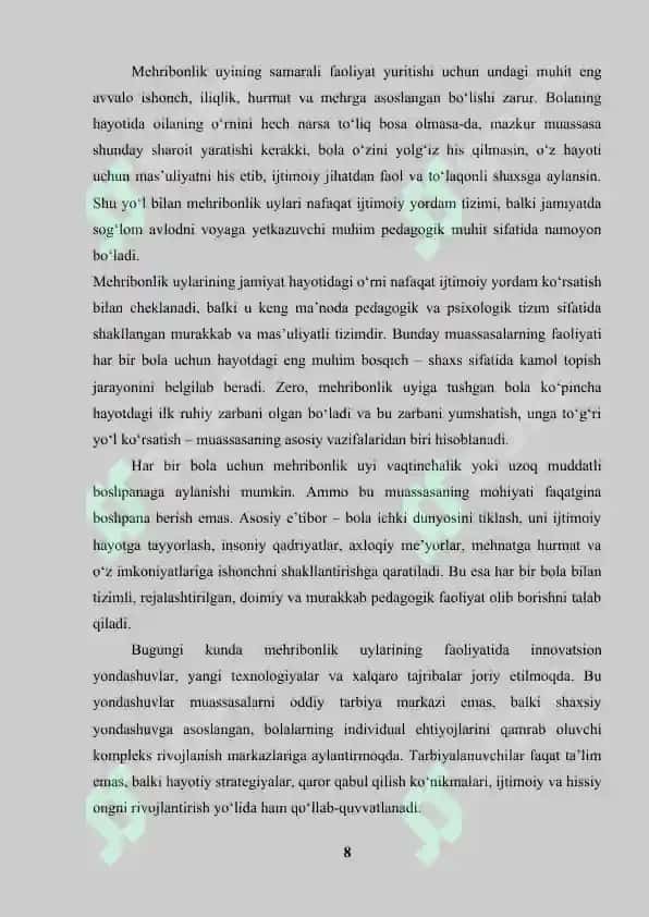 Mehribonlik uyida ijtimoiy va pedagogik faoliyat modeli 8