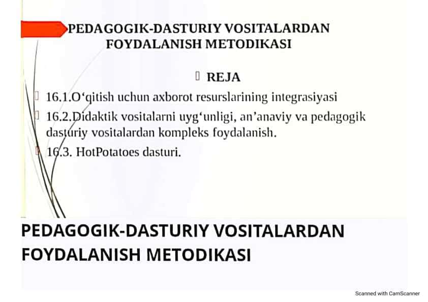 Pedagogik dasturiy vositalarni lotihalash 1