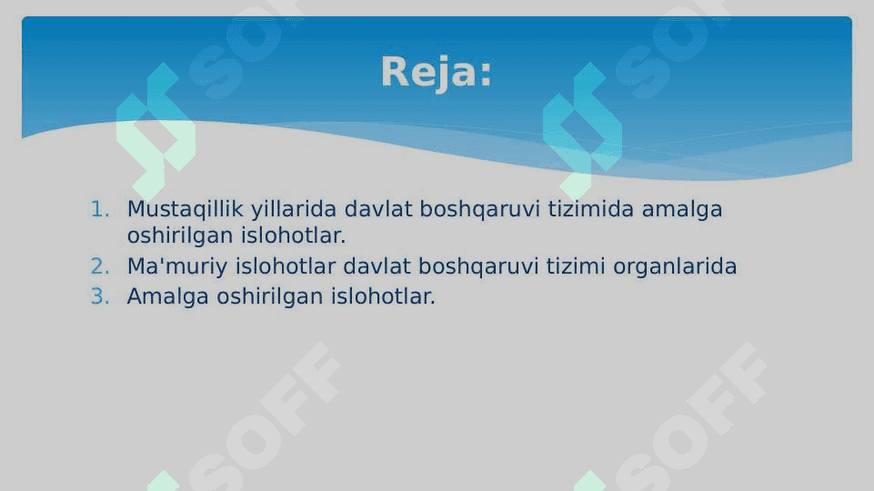 Mustaqillik yillarida davlat boshqaruvi tizimida amalga oshirilgan islohotlar 2